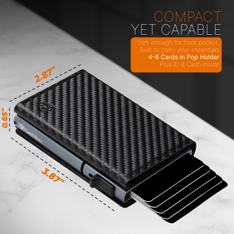 Conceal Plus Pop Up Wallet for Men â€“ RFID Blocking Slim Metal Card Holder Wallet, Automatic Pop-Up Card Ejector, Minimalist Front Pocket Wallet, Holds Up to 10 Cards + Cash - Image 2